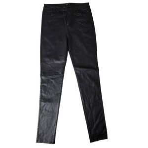 Apperloth‎ Womens Black Coated Skinny Pants High Rise Faux Leather Look L